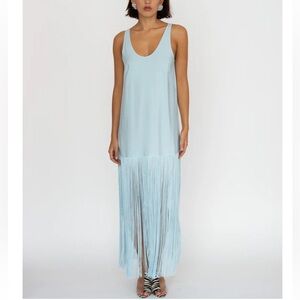 MR.LARKIN TASSEL SLIP DRESS, ICE BLUE XS